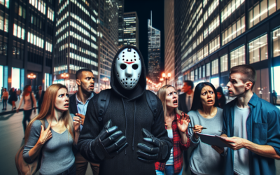 Unmasking Fear: A Chilling Encounter as ‘Jason’ Stalks the Heart of Downtown sparking Debate on Public Safety and Outrage in the Community Unleashing a Wave of Urban Anxiety